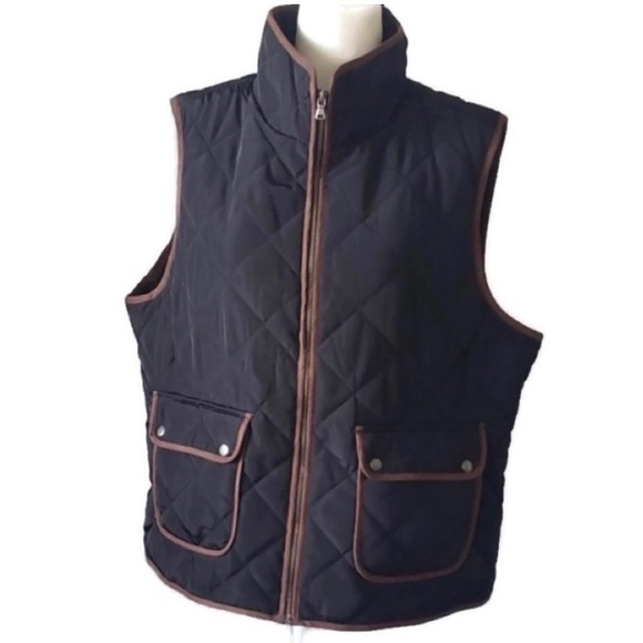Bass Jackets & Blazers - Like-New Bass Quilted Black & Brown Vest Sz XL
